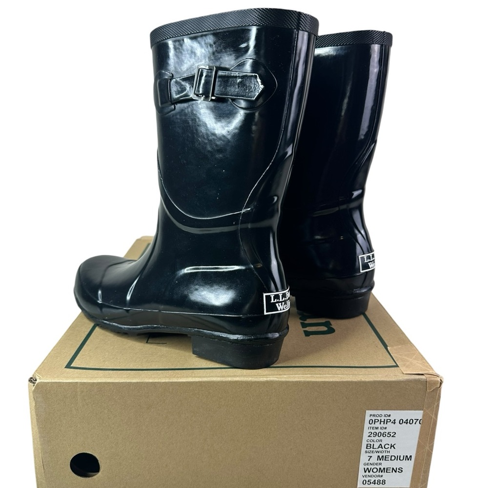 NEW Woman's 2014‎ L.L.Bean Wellie Knee Boot Black Size 7 Medium 290652 - Picture 3 of 8
